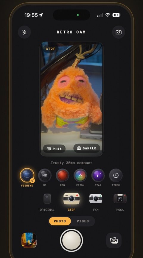 Fisheye lens dial applied live to the preview